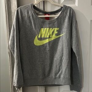 Nike Heather Gray Sweatshirt with Neon Yellow Logo